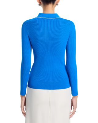 Contrast Whipstitch Rib Sweater