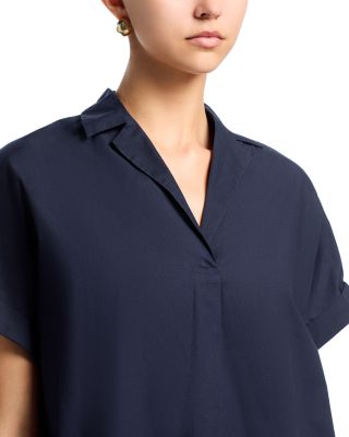 Poplin Collar Short Sleeve Pullover Top