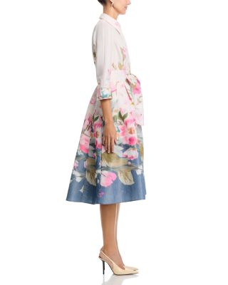 Taffeta Digital Floral Shirtdress