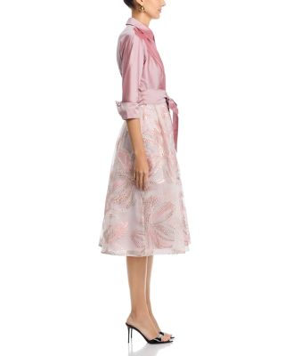 Textured Taffeta Floral Jacquard Shirt Dress