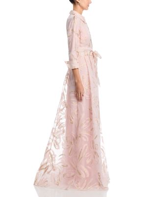 Metallic Organza Shirt Gown