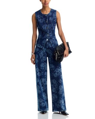 Jaxon Printed High Rise Relaxed Barrel Jeans in Rose Frost