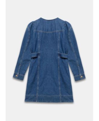  Women's Denim Puff Sleeve Mini Dress