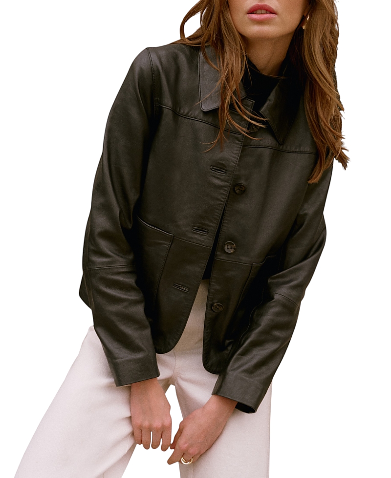 Mint Velvet Women's Leather Pocket Detail Jacket