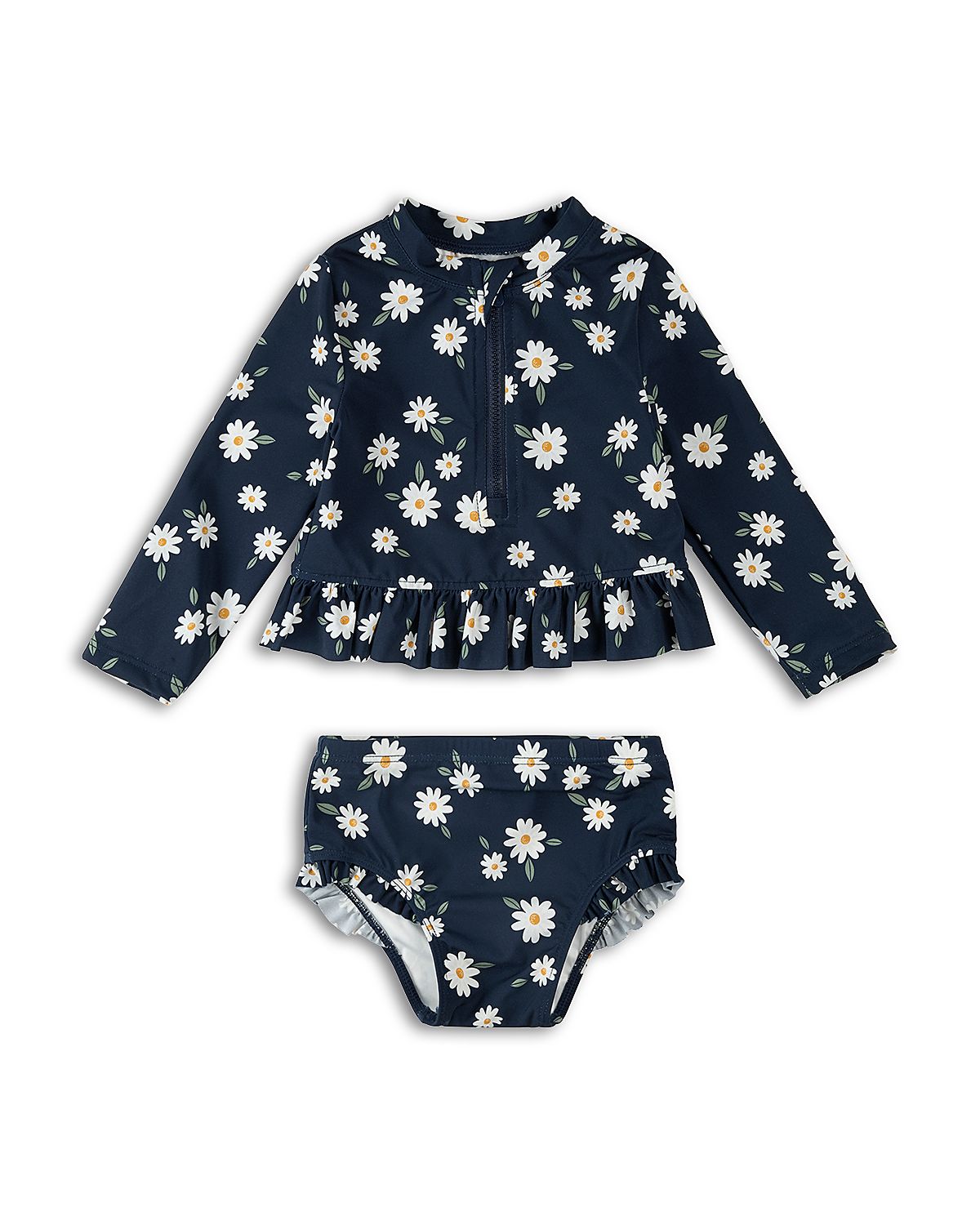 Firsts by petit lem Girls' Floral Print Rash Guard Two Piece Swimsuit - Baby