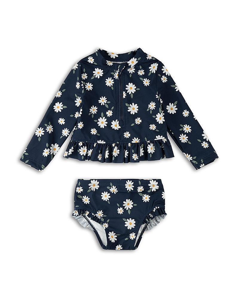 Firsts by petit lem Girls' Floral Print Rash Guard Two Piece Swimsuit - Baby
