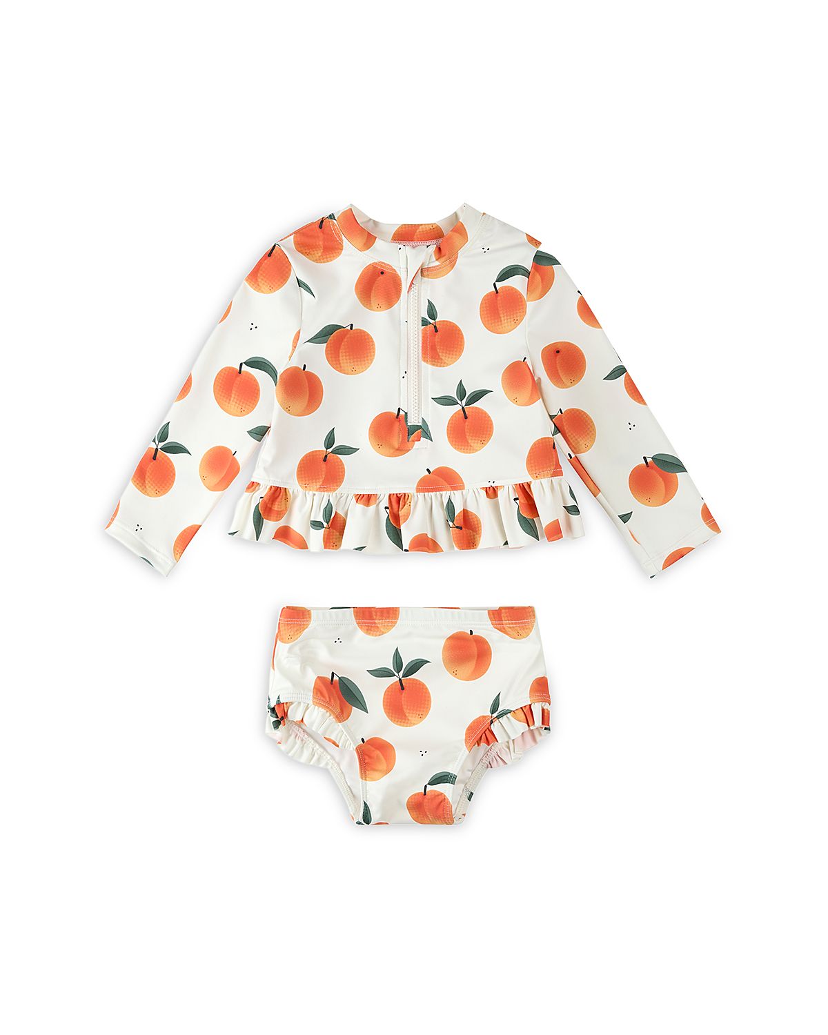 Firsts by petit lem Girls' Peaches Print Rash Guard Two Piece Swimsuit - Baby