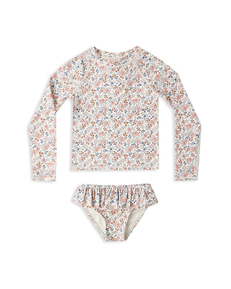 Rylee + Cru Girls' Flower Fields Two Piece Rashguard Swimsuit - Baby