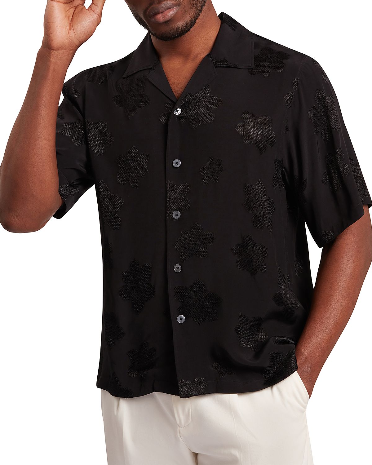 Ted Baker Thovan Short Sleeve Relaxed Fit Mesh Cut Out Shirt