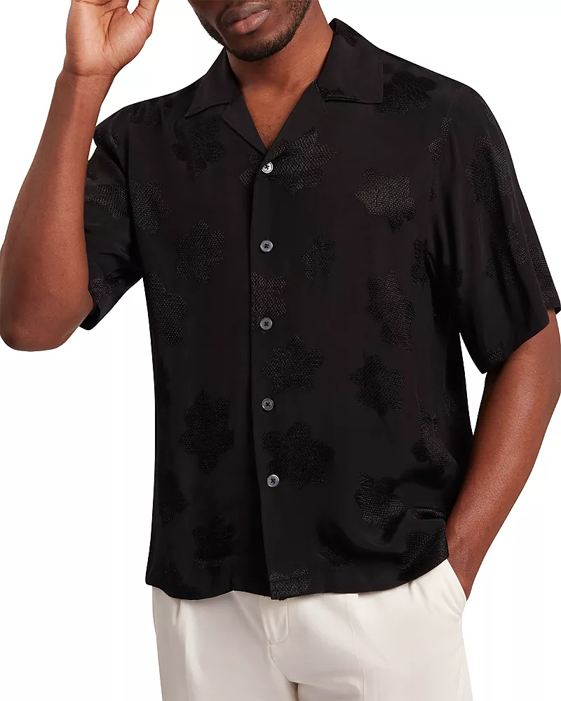 Ted Baker Thovan Short Sleeve Relaxed Fit Mesh Cut Out Shirt