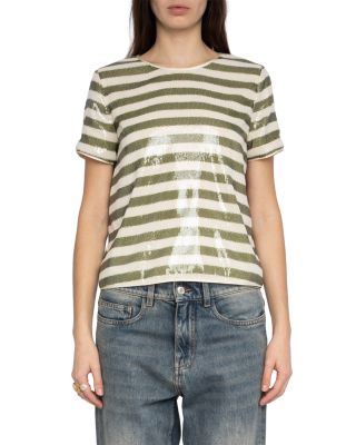 Tchao Sequin Stripe Top 