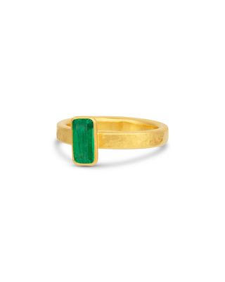 24K Yellow Gold Prism Emerald Cocktail Ring