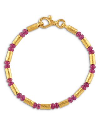24K Yellow Gold Vertigo Ruby & Diamond Beaded Bracelet