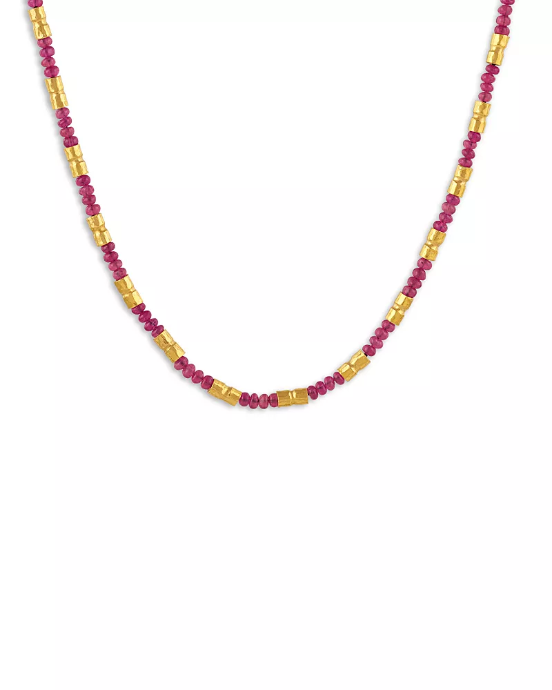 Gurhan 24K Yellow Gold Vertigo Ruby & Diamond Accent Necklace, 17.5