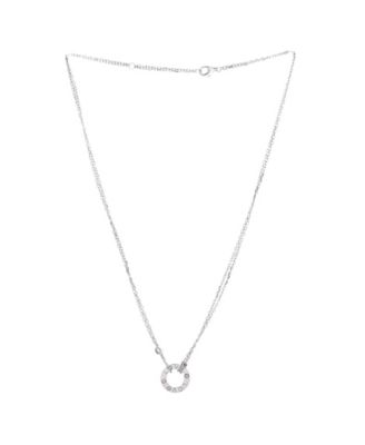  2 Diamonds Love Pendant Necklace 18K White Gold with Diamonds, 15.75"