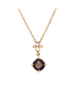  Indian Mystery Ryuse Necklace 18K Rose Gold with Smoky Quartz and Diamonds, 15.75"