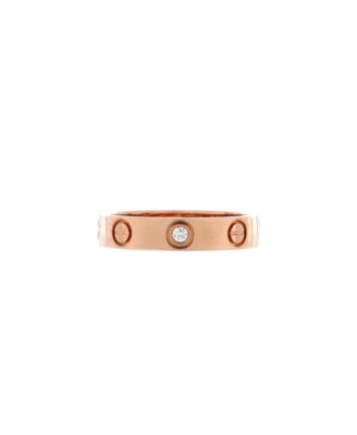  Love Wedding Band 1 Diamond Ring 18K Rose Gold with Diamond
