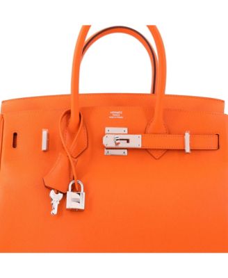 Birkin 30 Handbag Orange Epsom with Palladium Hardware