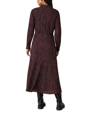 Zebra Print Collared Shirt Dress