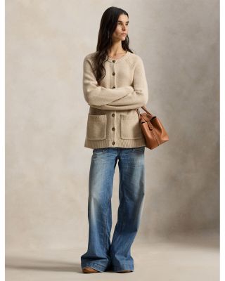 Cashmere Crewneck Cardigan Sweater