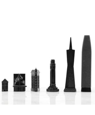  Stainless Steel New York Vs San Francisco with B/W Hatch Chess Board Game Set - 14+ Years