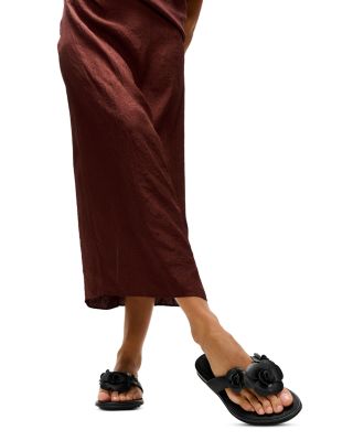 Women's Gracie Flower Leather Flip Flops