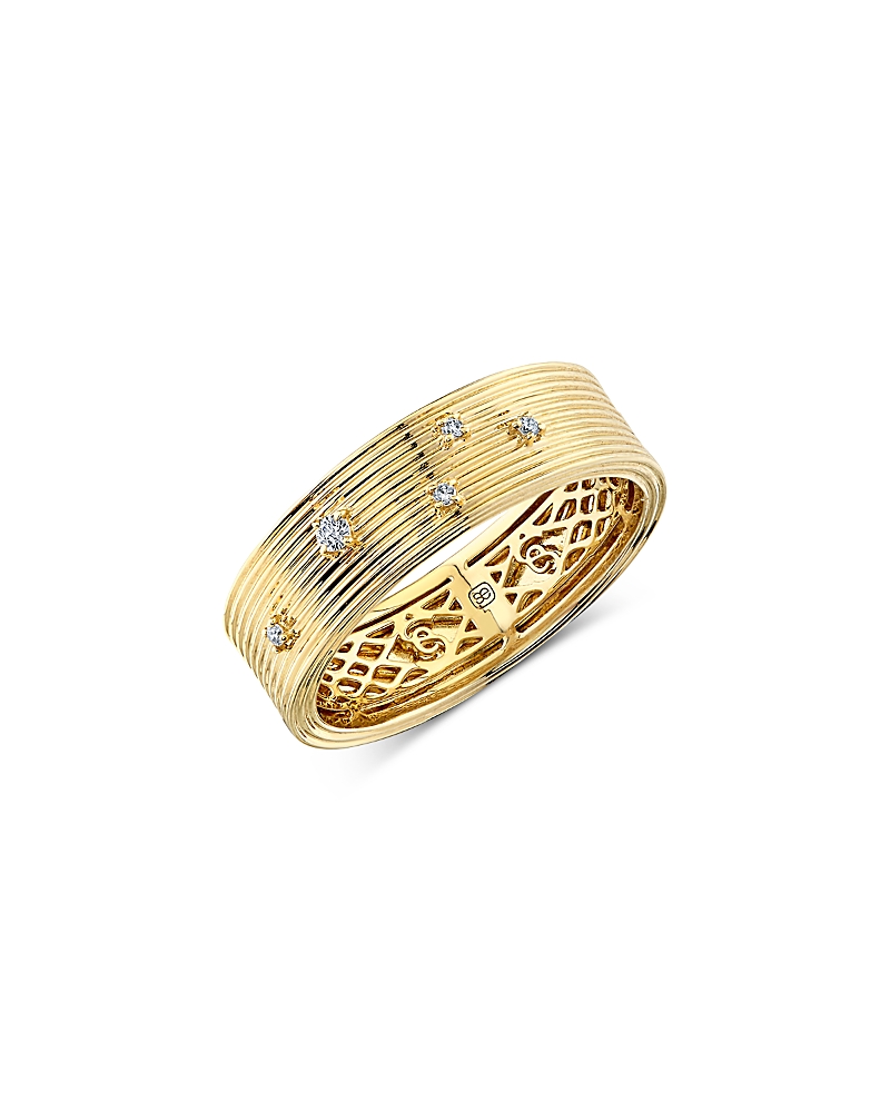 Sydney Evan 14K Yellow Gold Diamond Fluted Hinge Ring