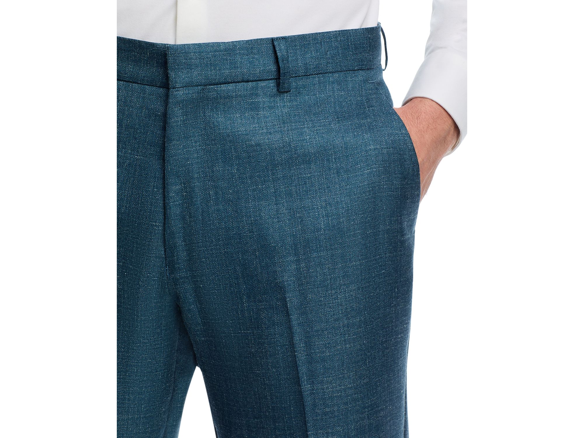 Wool, Silk & Linen Mélange Suit Pants — Image 4