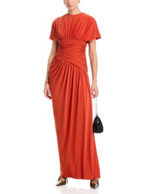 Matte Jersey Asymmetric Gathered Gown