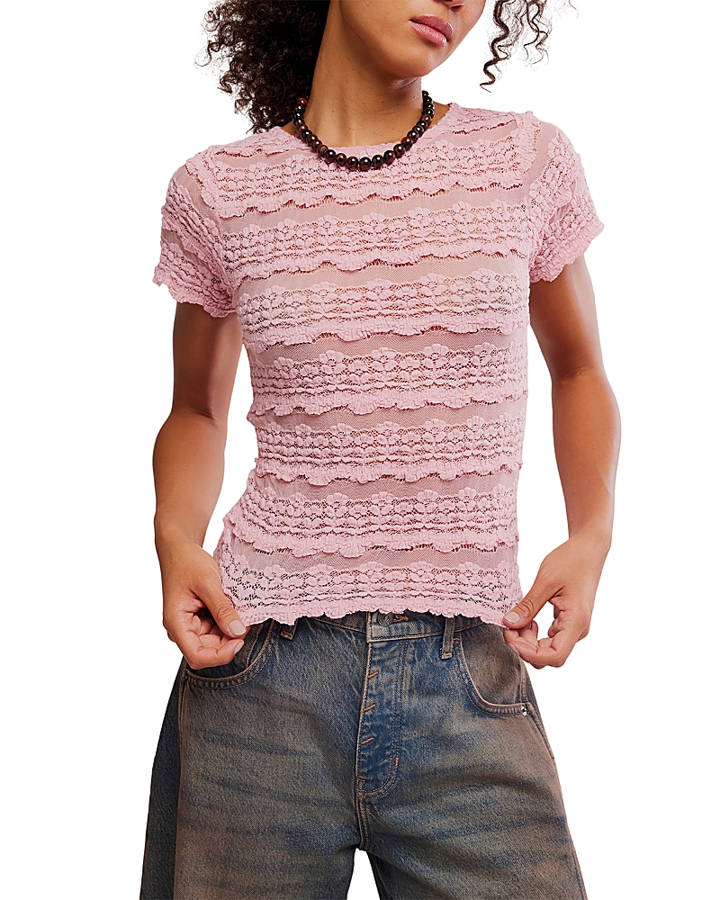 Free People Angelina Lace Tee · XS
