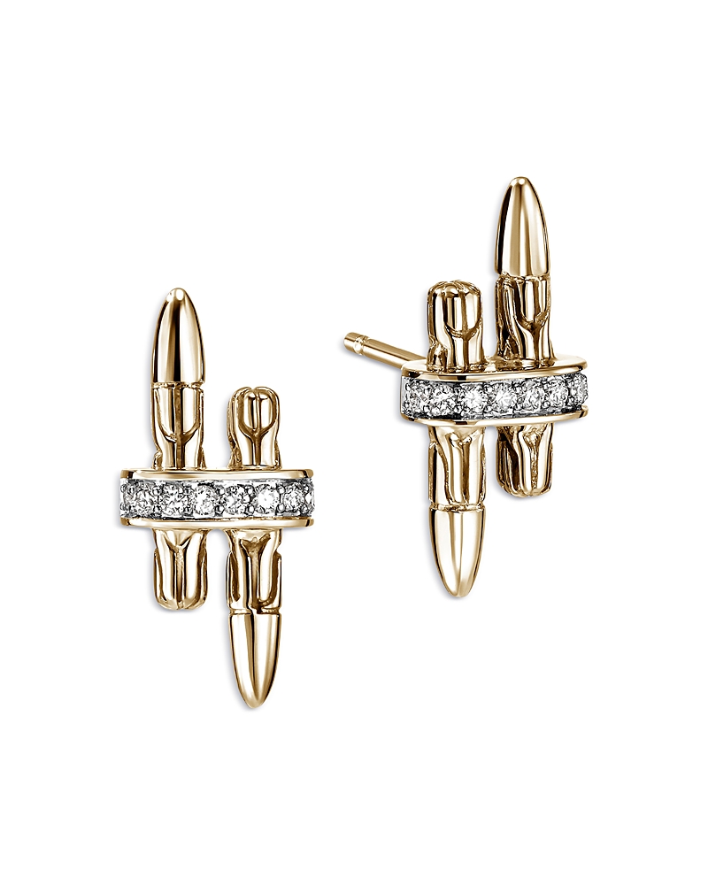 John Hardy 14K Yellow Gold Spear Diamond Stud Earrings