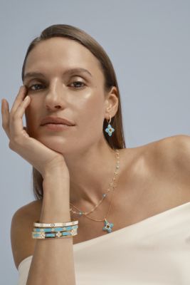 18K Yellow Gold Diamond Love in Verona Ceramic Enamel Bangle Bracelet