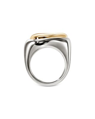 14K Yellow Gold & Sterling Silver Surf Pebble Ring