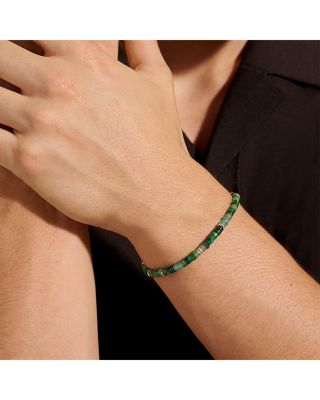 Sterling Silver Heishi Multi Green Stone Bead Bracelet