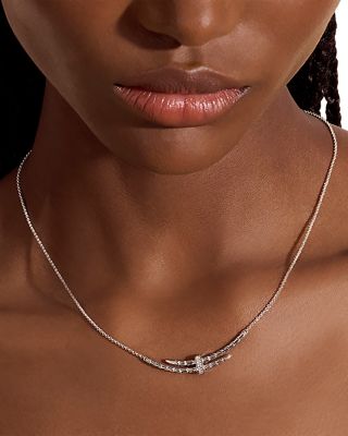 Sterling Silver Spear Diamond Bypass Pendant Necklace, 16-18"
