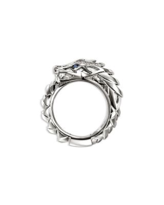 Sterling Silver Blue Sapphire & Diamond Naga Ring