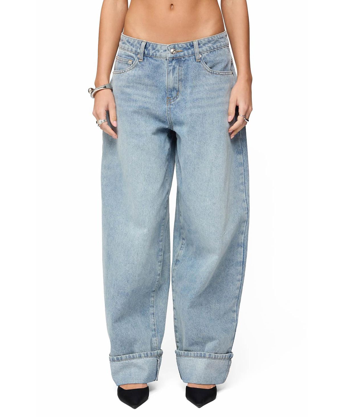 Edikted Magda Low Rise Acid Wash Jeans