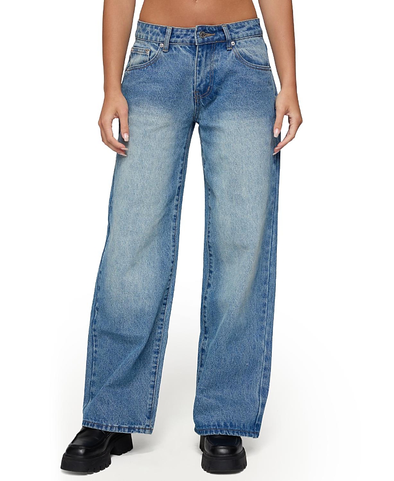Edikted Magda Low Rise Acid Wash Jeans