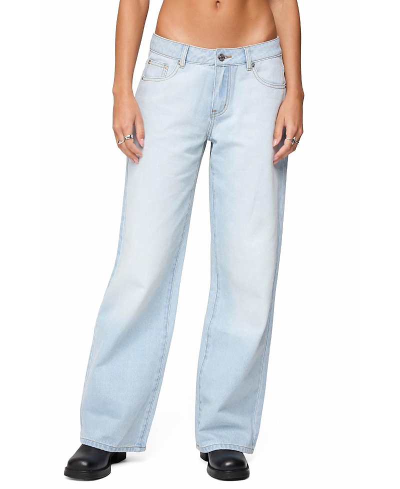 Edikted Magda Low Rise Acid Wash Jeans