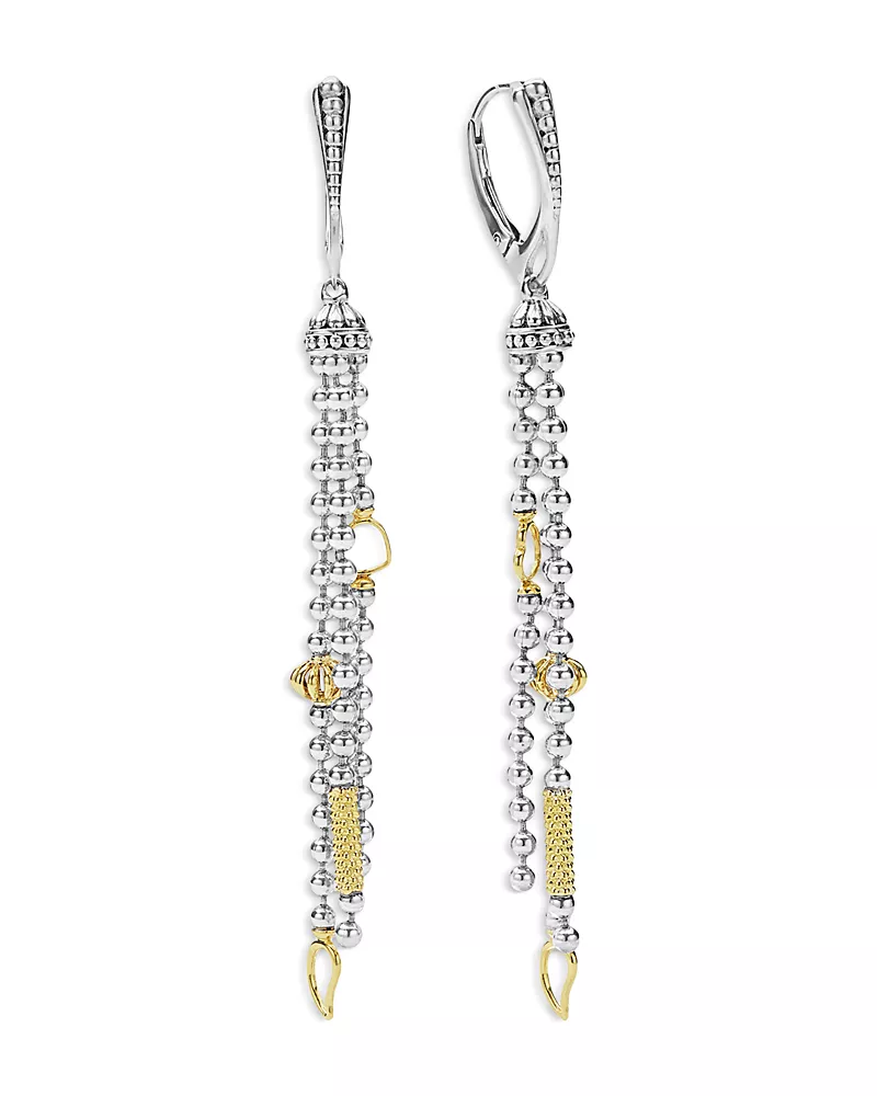 Lagos 18K Yellow Gold & Sterling Silver Caviar Icon Tassel Drop Earrings
