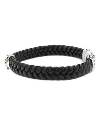 Men's 18K Yellow Gold & Sterling Silver Anthem Cross Braided Faux Faux Leather Bracelet
