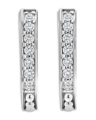Sterling Silver Caviar Spark Diamond Hoop Earrings