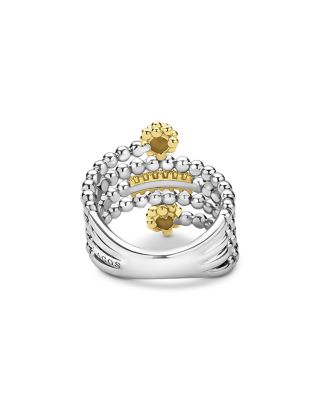 18K Yellow Gold & Sterling Silver Caviar Icon Beaded Wrap Ring