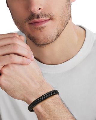Men's Sterling Silver Anthem Braided Faux Leather Bracelet