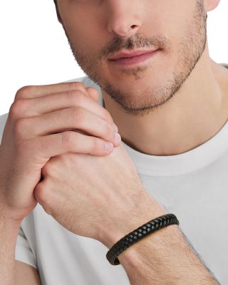 Men's 18K Yellow Gold & Sterling Silver Anthem Braided Faux Leather Bracelet