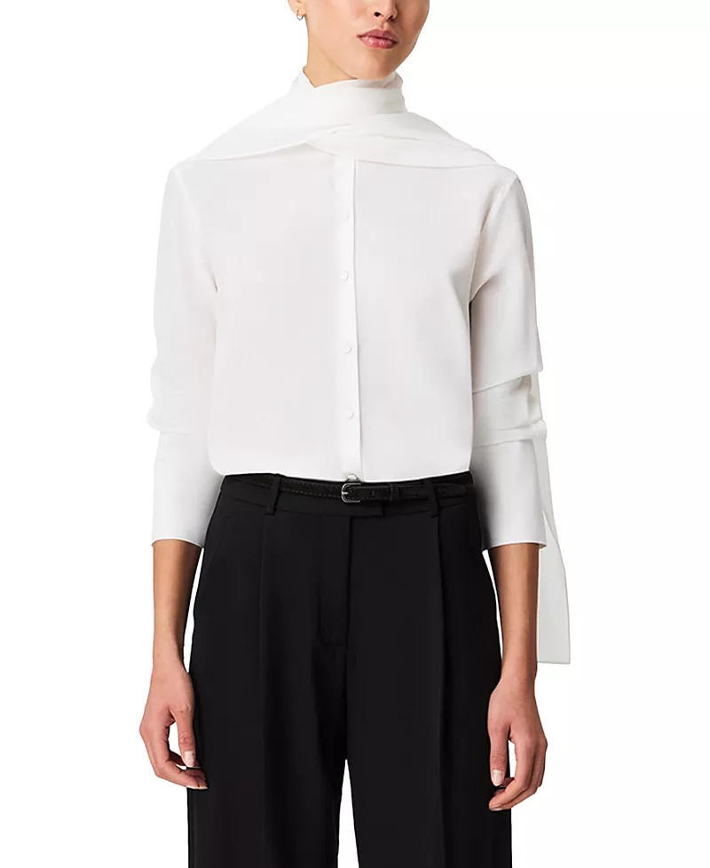 Another Tomorrow Signature Bow Blouse