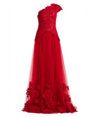  Marcelline One-Shoulder Laser-Cut Gown