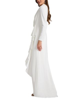 Markum Long-Sleeve Flounce Gown