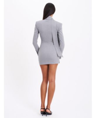  Tahlia Woven Crepe Deep V Pinstripes Blazer Dress