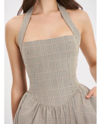  Dacia Halter Lace-up Bubble Mini Dress